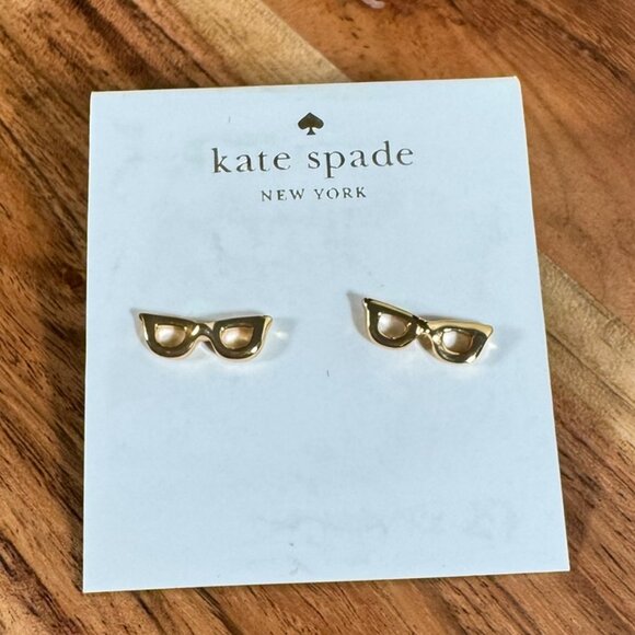 Kate Spade Gold Glasses Stud Earrings – “Lookout” 12K Plated NWOT - Picture 2 of 4